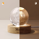 Veilleuse LED ronde en forme de boule de cristal avec photo personnalisée d'un cardinal sur un arbre, prénom, année et socle en bois – Cadeau de condoléances pour la famille, maman et papa 6