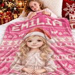 Personalized Christmas Theme Cartoon Character Photo Soft Throw Blanket with Name Home Decor Christmas Gift for Kid 5