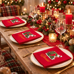 Personalised Christmas Snowman Initial 100% Cotton Napkin with Name Table Decor Christmas Gift for Friends Family 7