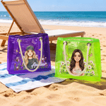 Personalised Colourful Cartoon Portrait Birth Flower Butterfly Transparent Beach Tote Bag with Photo and Name Bridesmaid Gift for Women Friends 2