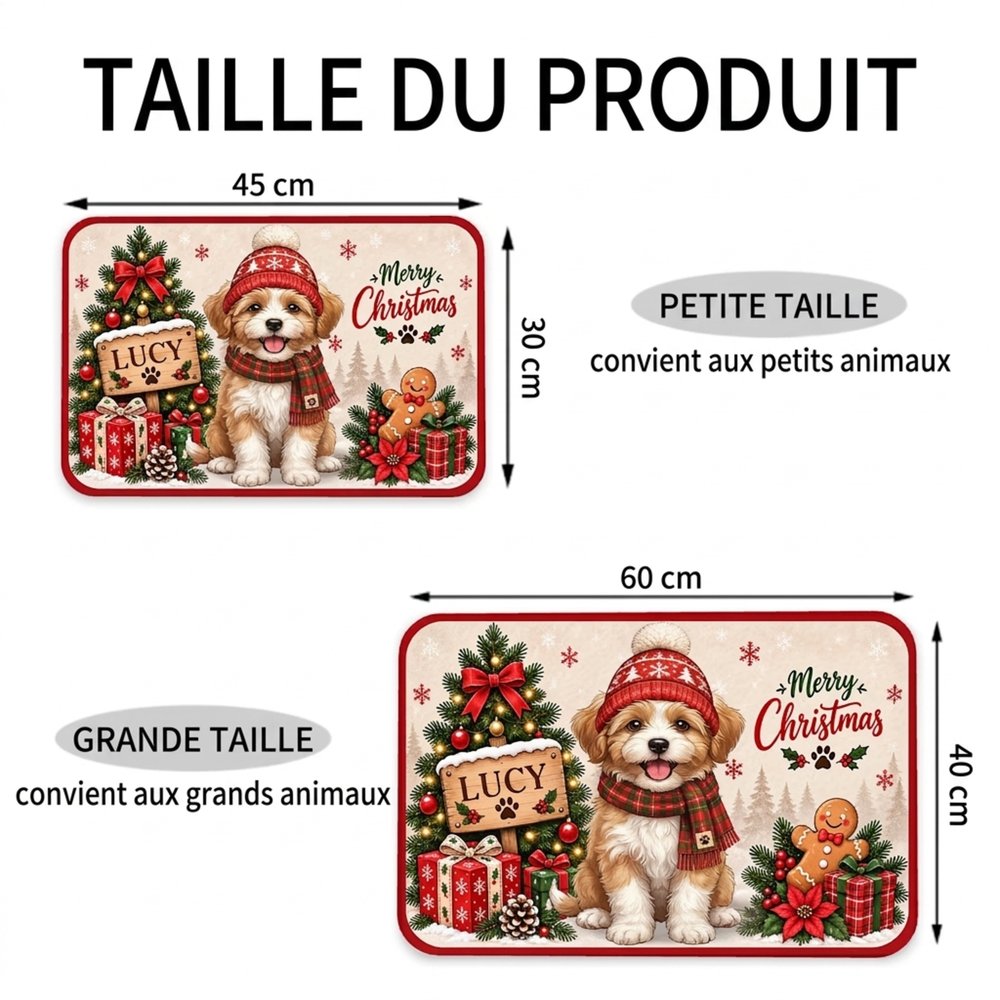 Tapis d'alimentation pour animaux personnalisé avec portrait et nom - Cadeau de Noël pour les amoureux d'aniamux de compagnie 11