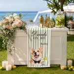 Personalized Cute Pet Portrait Striped Table Runner with Name and Photo Wedding Decor Wedding Fall Party Gift for Bride Groom 5