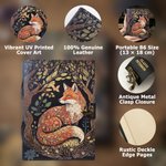 Personalisiertes „Forest Fox“-Hexengrimoire aus PU-Leder: Notizbuch, Notizkarten-Set, Stiftset mit Schloss, individueller Aufdruck, 300 Seiten aus Kraftpapier, Retro-Tagebuch, Geschenk 9