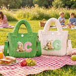 Personalised 3D-Effect Art Multicolour Cute Bear Large Capacity Corduroy Bag with Initial Daily Use Christmas Birthday Gift for Kids Toddlers 6