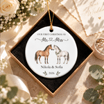 Personalised Our First Christmas Couple Horse Ceramic Ornament with Text and Year Christmas Tree Decor Wedding Christmas Gift for Newlyweds 8