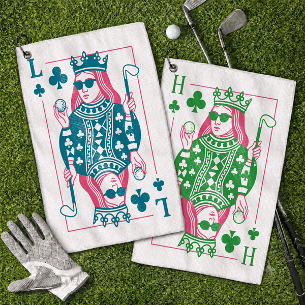 Asciugamano da golf personalizzato “Queen of Club” ad asciugatura rapida con iniziale e moschettone – Regalo di compleanno o di Natale per l’uso quotidiano, ideale per gli appassionati di golf