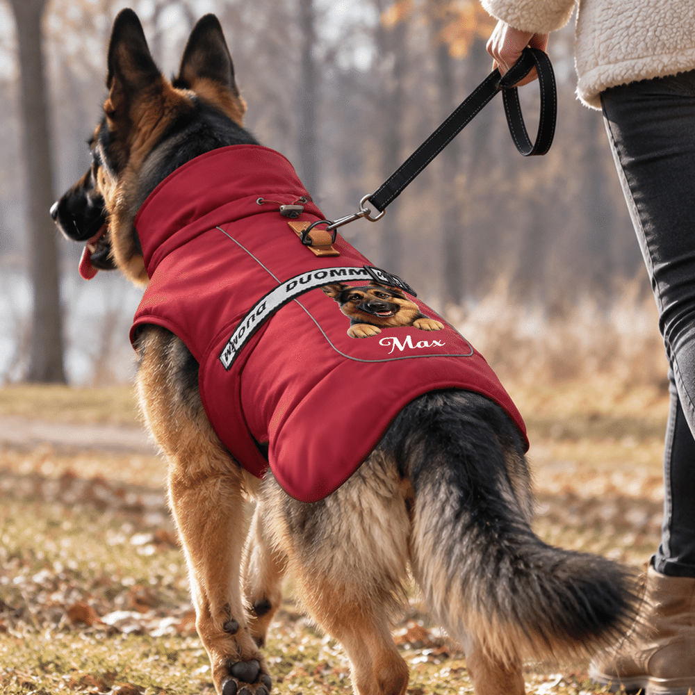Personalised 3D-Effect Artwork Pet Photo Adjustable Dog Winter Coat Jacket with Name Outdoor Activities Christmas Gift for Pet Owners 2