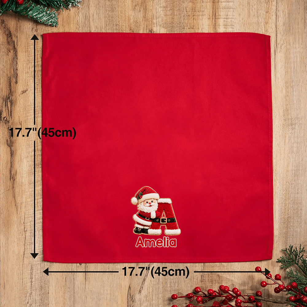 Personalized 3D-Effect Artwork Santa Claus Snowman 100% Cotton Reusable Table Napkin with Name Table Decor Christmas Gift for Family 9