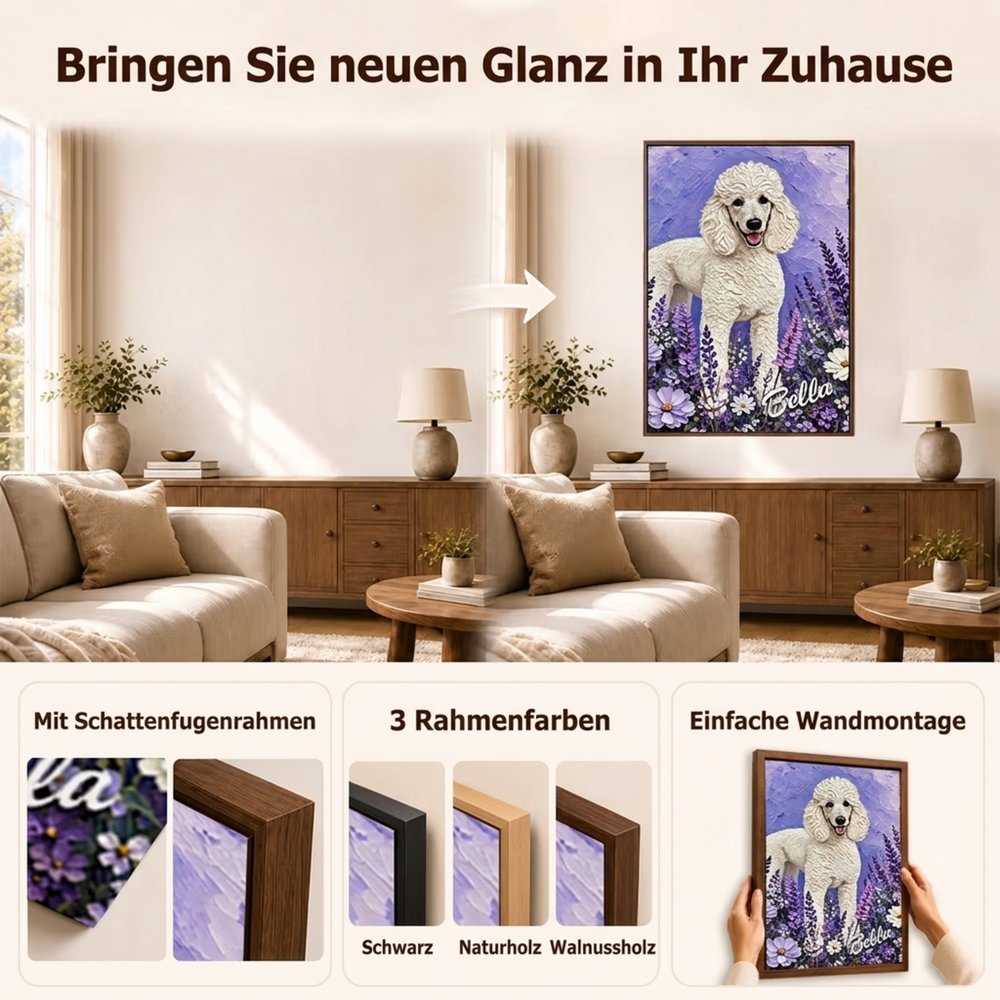 Personalisiertes Leinwandbild im Ölgemälde-Stil | mit Haustierfoto & Name | Wandbild auf Keilrahmen | Geburtstagsgeschenk für Tierliebhaber 8