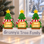 Personalized Cute Christmas Tree LED Light Wooden Christmas Ornament with Name and Text Christmas Gift for Family Kids 6