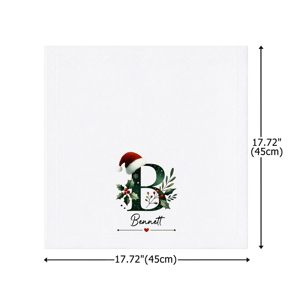 Personalised Santa Hat Initial 100% Cotton Christmas Napkin with Name Table Decoration Christmas Gift for Kids Family Friends 8