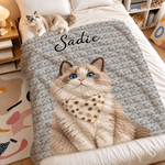 Personalized 3D-Effect Artwork Crochet Effect Pet Photo Soft Throw Blanket with Name Home Decor Birthday Housewarming Gift for Pet Lovers 5
