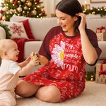 Personalised 1-16 Cartoon Line Art Kids Nightgown with Names and Side Pocket Daily Wear Birthday Christmas Gift for Grandma Mum 2