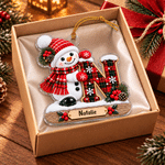 Personalised Little Snowman Initial Acrylic Hanging Ornament with Name Tree Decoration Christmas Gift for Kids Family 3