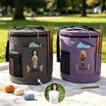 Personalised Cartoon Character Photo Oxford Large Cylindrical Yarn Storage Bag with Name Daily Use Birthday Gift for Crochet Lovers Women 2