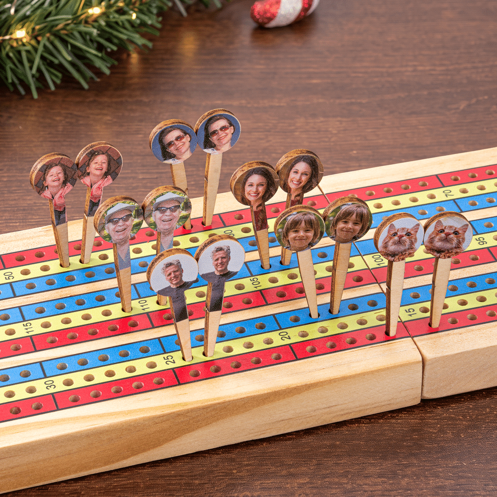 Personalised Christmas Photo Wooden Cribbage Pegs Board Game Accessories Set of 3 Christmas Party Holiday Gift for Cribbage Lovers 4