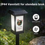 Personlig solcellehagelampe krans kardinal sommerfugl med bilde og navn vanntett hage gravsted dekor minnegave til familie venner 7