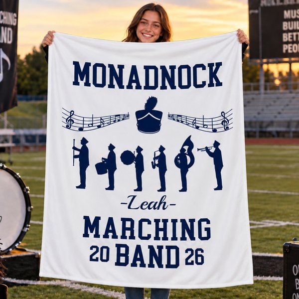 Personalized Marching Band Musical Notes Multicolour Soft Throw Blanket with Team Name Year and Name Birthday Christmas Gift for Marching Band Members