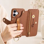 Personalised Birth Flower PU Leather Flip Wallet iPhone Case with Name Birthday Christmas Gift for Family Friend 3