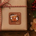Personalized Vintage Cartoon Highland Cow Heart Waterproof Stickers with Name Christmas Holiday Party Gift for Family Friends Kids 1