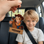 Personalized Cartoon Cowboy Photo Car Vent Clip Sun Visor Clip Rearview Mirror Ornament with Text Car Accessories Birthday Gift for Drivers Parents 6