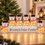 Personalized Cute Polar Bear LED Light Wooden Christmas Ornament with Name and Text Christmas Gift for Family Kids 2
