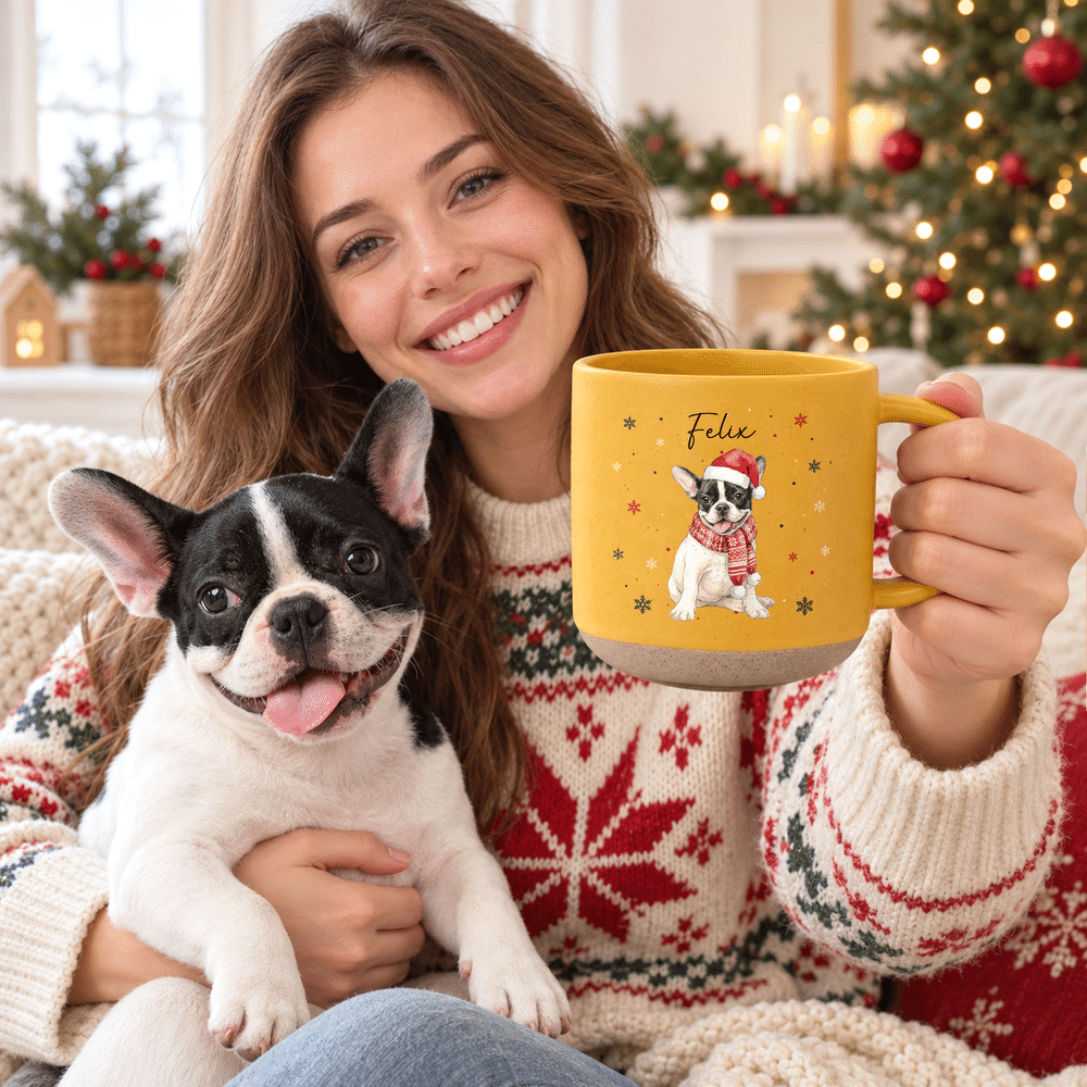 Gepersonaliseerde sjaal met lichtslingers, keramische koffiemok met foto van huisdier en naam – voor dagelijks gebruik, kerstcadeau voor huisdiereigenaren, liefhebbers en vrienden 2