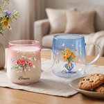 Personalised Butterfly Birth Flower 3D Heart Ornament 15 oz Glass Mug with Name Mother's Day Birthday Gift for Mum Woman 1