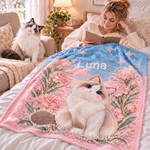 Personalised Pearl-Style Oil Painting Pet Photo Birth Flower Soft Throw Blanket with Name Home Decor Birthday Christmas Gift for Pet Owners 2