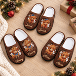 Personalized Cartoon Highland Cow Warm Flannel Slippers with Name Birthday Christmas Gift for Family Kids Women Men 3