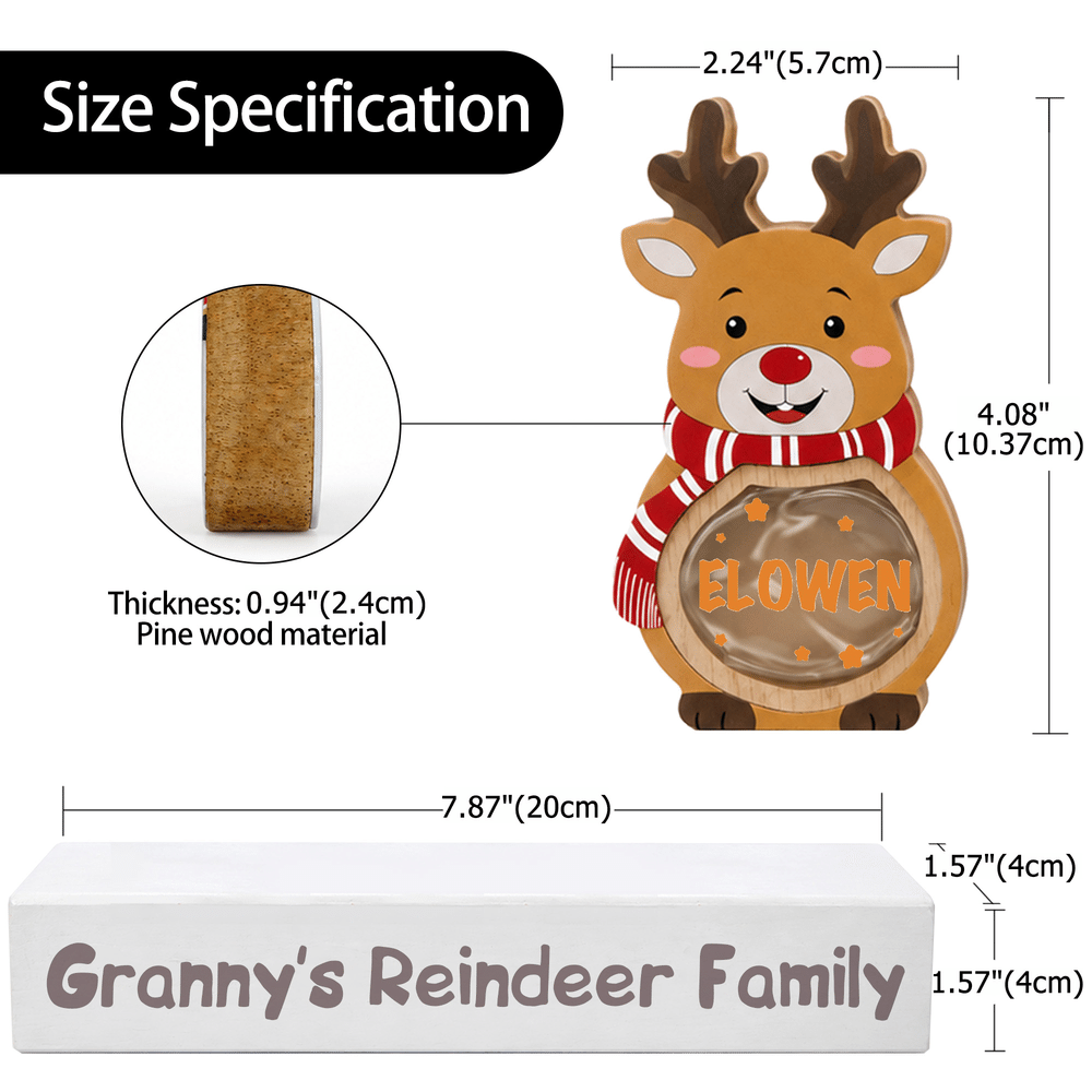 Personalized Cute Reindeer LED Light Wooden Christmas Ornament with Name and Text Christmas Gift for Family Kids 9