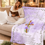 Personalized Cross Birth Flower Bible Verse Soft Throw Blanket with Name Home Decor Christmas Birthday Gift for Christians 6