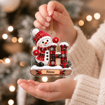 Personalised Little Snowman Initial Acrylic Hanging Ornament with Name Tree Decoration Christmas Gift for Kids Family 6