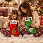 Personalized Cute Christmas Tree Santa Reindeer Elf Plush Christmas Stockings with Name Festive Christmas Gift for Family Kids 4