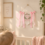 Personalised Embroidery Rustic Style Flowers Banner Decoration with Text  Tag Baby Bedside Decoration Hospital Gift for Newborn 6
