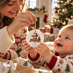 Coffret cadeau personnalisé « Highland Cow » : décoration en céramique avec prénom, décoration d'arbre, cadeau de premier Noël pour un nouveau-né 4