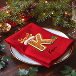Serviette rouge 100 % coton personnalisée avec motif artistique à effet 3D sur le thème de Noël, avec initiale et prénom – Cadeau de Noël pour la famille et les invités 4