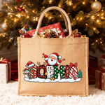Personalized Santa Gingerbread Man Snowman Jute Tote Bag with Name Christmas Gift for Kids Family Friends 1