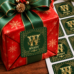 Personalized Retro Gold Initial Red Green Waterproof Square Stickers with Name Christmas Gift for Family Friends 1