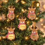 Personalized Cute Reindeer LED Light Wooden Christmas Ornament with Name and Text Christmas Gift for Family Kids 7