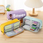 Trousse à crayons personnalisée à trois compartiments avec personnage de dessin animé en 3D et prénom – Fournitures scolaires – Cadeau de rentrée scolaire ou d’anniversaire pour enfants 6