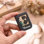 Personalized Pearl Effect Birth Flower Initial Magnetic PU Leather Bookmark Clip with Name Daily Use Birthday Gift for Bookworms Book Lovers 2