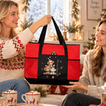 Personalized Stacked Highland Cow Large Capacity Tote Bag with Name and Mesh Pockets Christmas Holiday Gift for Family Friends 4