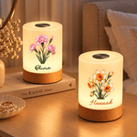 Personalized Birth Flower Rechargeable Dimmable Touch Control LED Night Light with Name Bedroom Decor Birthday Gift for Mom Wife Woman 2