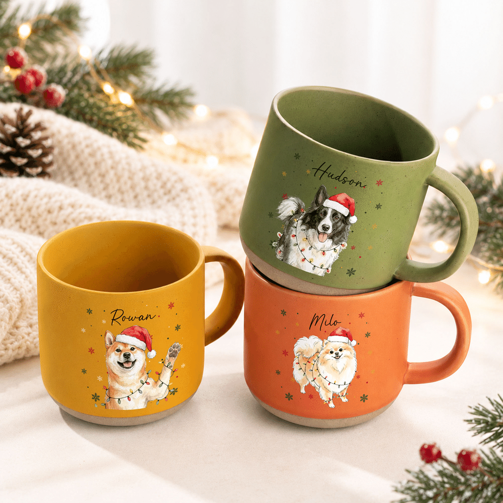 Gepersonaliseerde sjaal met lichtslingers, keramische koffiemok met foto van huisdier en naam – voor dagelijks gebruik, kerstcadeau voor huisdiereigenaren, liefhebbers en vrienden 6