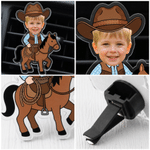 Personalized Cartoon Cowboy Photo Car Vent Clip Sun Visor Clip Rearview Mirror Ornament with Text Car Accessories Birthday Gift for Drivers Parents 8