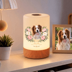 Personalized Oil Painting Pet Photo Birth Flower Touch Control Night Light with Name Year and Text Memorial Sympathy Gift for Loss of Pet 3
