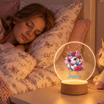 Placas acrílicas personalizadas con forma de círculo, con motivos de unicornio y flores de nacimiento, con luz nocturna, con nombre, para dormitorio infantil, regalo de cumpleaños para niñas 2