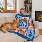Personalisierte mehrfarbige 6 Hund Katze Fotos weiche Decke mit Pfotenmuster Namen Initiale Geburtstag Geschenk für Tierliebhaber Haustierbesitzer 4