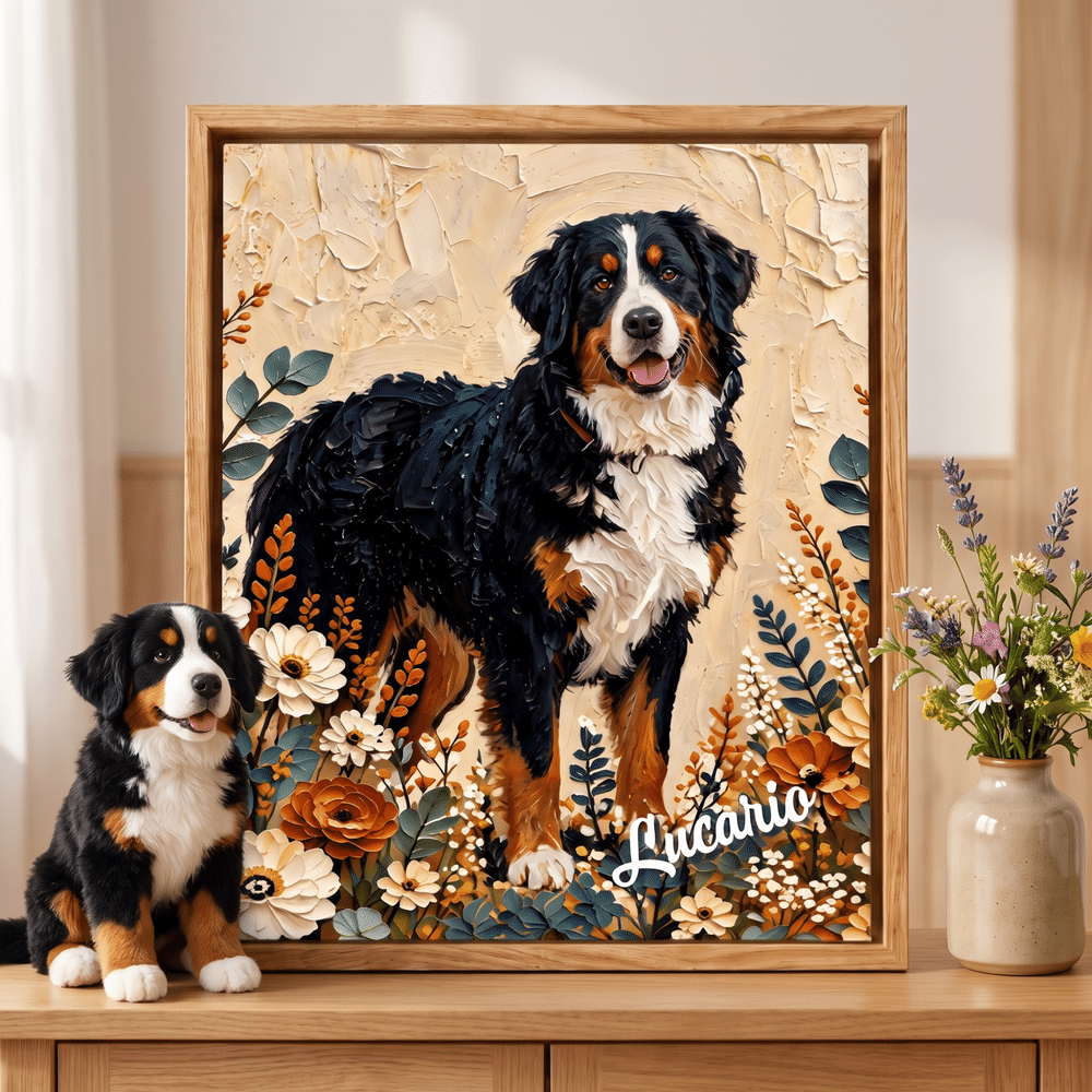 Personalisiertes Leinwandbild im Ölgemälde-Stil | mit Haustierfoto & Name | Wandbild auf Keilrahmen | Geburtstagsgeschenk für Tierliebhaber 1